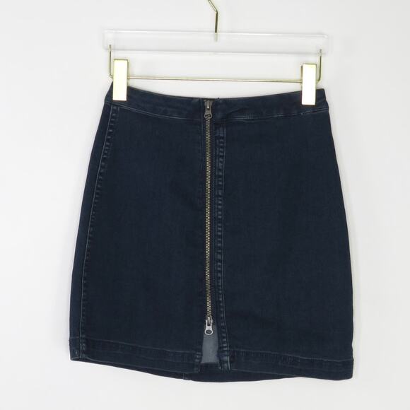 Free People This Way or That Denim Mini Skirt Zipper Skirt High Rise 4 Small - Picture 3 of 7